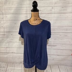 Women's Navy Blue Twist Front Top